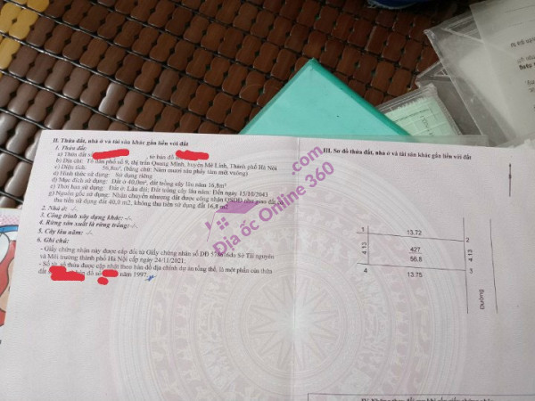 Bán 40m đất thị trấn giá hơn tỷ, hai mặt tiện đối diện chợ