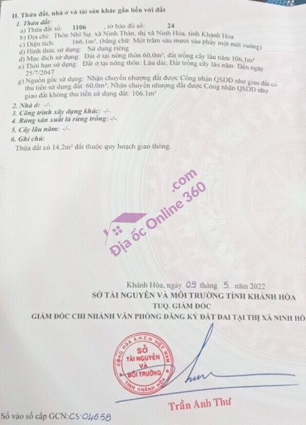 BÁN LÔ ĐẤT KĐT MỸ GIA GÓI 5-NHA TRANG-KHÁNH HÒA GIÁ CHỈ 27,5TR/M2 BAO ÉP