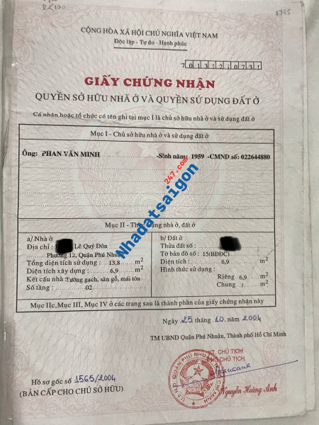 Chính chủ cần bán gấp Nhà Phường 12, Quận Phú Nhuận