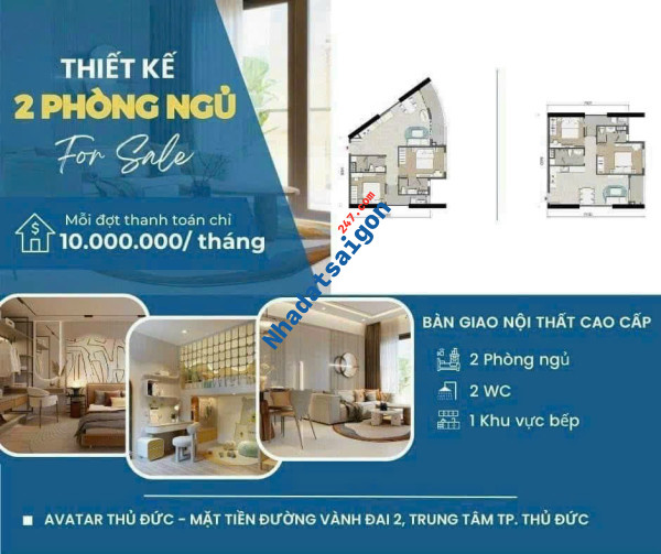 Căn hộ Avatar thủ đức mặt tiền vành đai 2 giá 2,079 tỷ căn 2PN 70m2