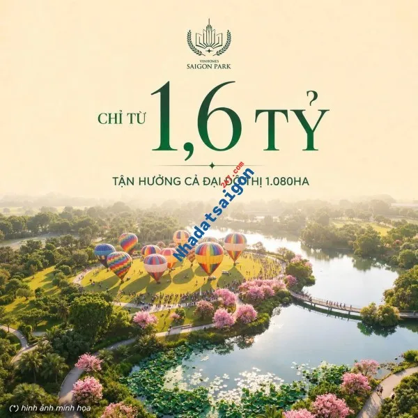chỉ từ 1,6 TỶ – Tận hưởng trọn vẹn đại đô thị 1.080 Hecta Vinhomes Saigon Park (Vinhomes Hóc Môn)