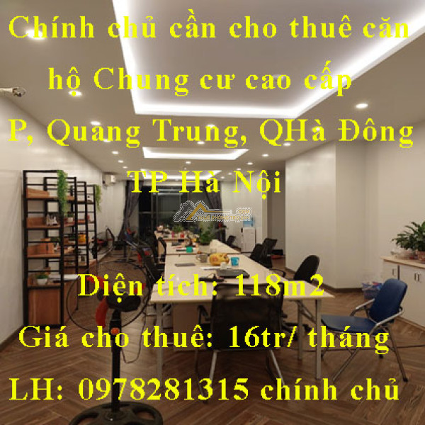 Chính chủ cần cho thuê căn hộ chung cư cao cấp tsq phường quang trung, quận hà đông, tp hà nội